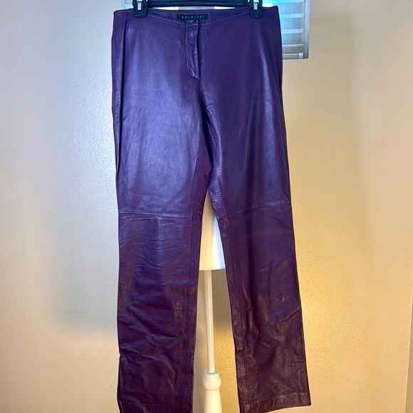 Parallel Y2K Low Rise Purple Leather Pants - Picture 1 of 7
